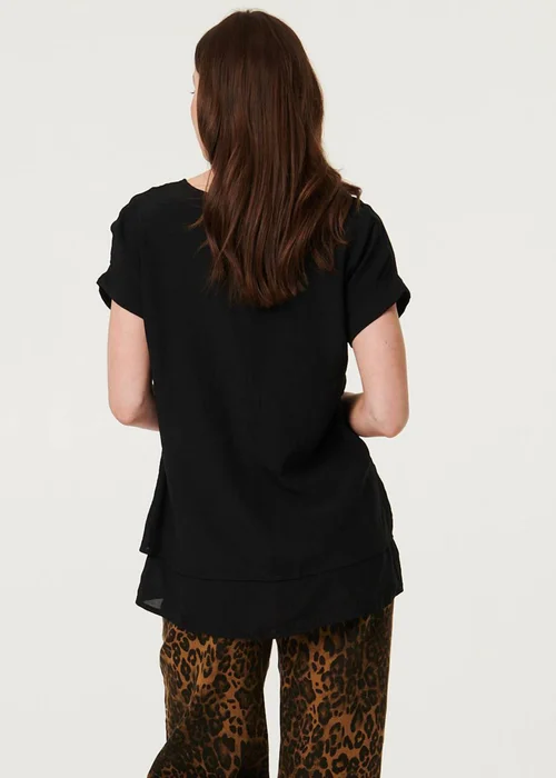 Izabel London Black Layered Hem Short Sleeve Tunic Top - 12 Image 2