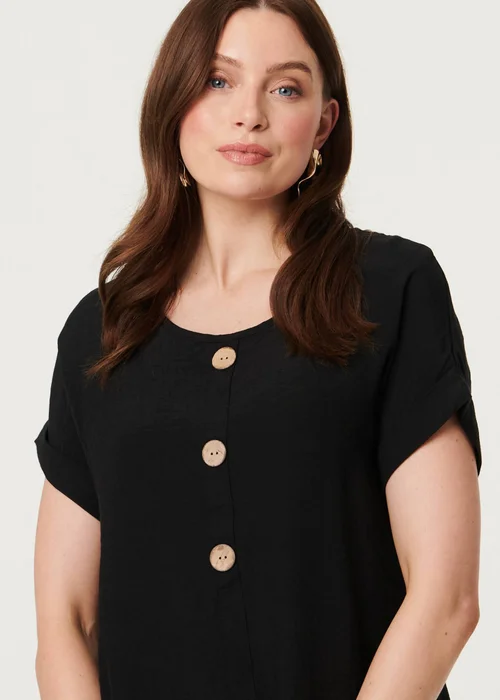 Izabel London Black Layered Hem Short Sleeve Tunic Top - 12 Image 3