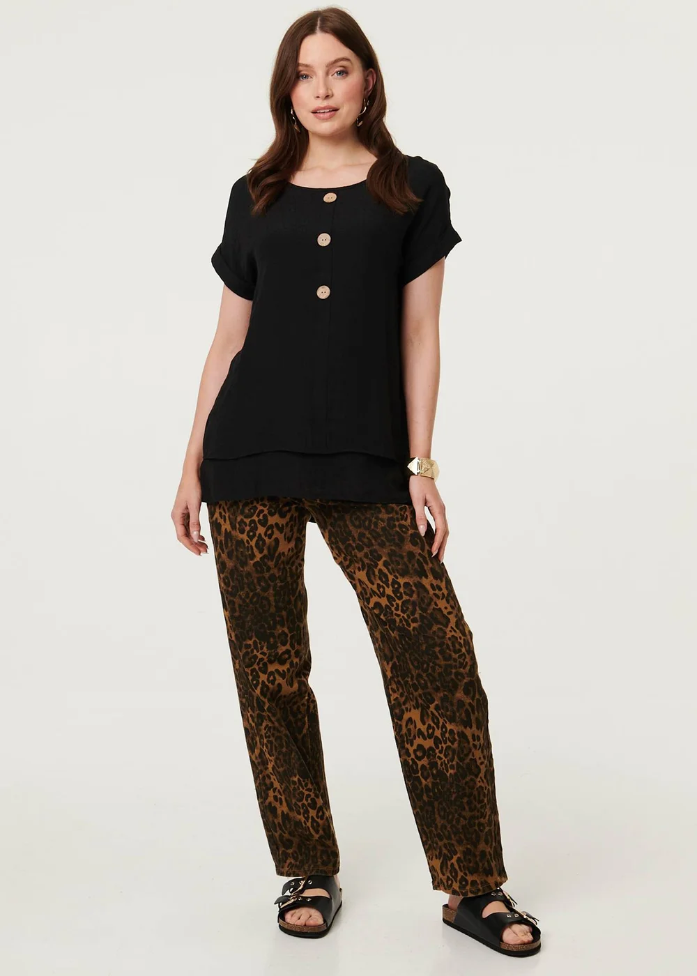 Izabel London Black Layered Hem Short Sleeve Tunic Top - 12 Image 4