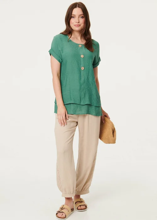 Izabel London Green Layered Hem Short Sleeve Tunic Top - 10 Image 4