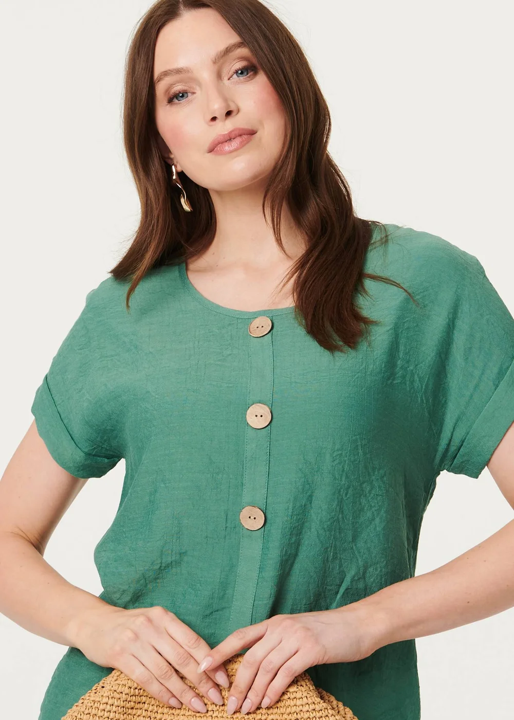 Izabel London Green Layered Hem Short Sleeve Tunic Top - 10 Image 3