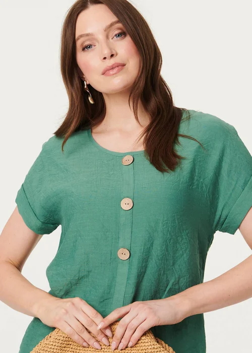 Izabel London Green Layered Hem Short Sleeve Tunic Top - 10 Image 3