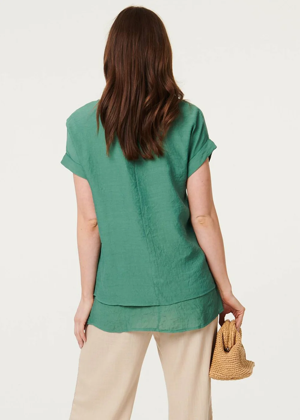 Izabel London Green Layered Hem Short Sleeve Tunic Top - 10 Image 2