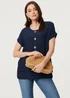 Izabel London Navy Layered Hem Short Sleeve Tunic Top - 14 Image 1