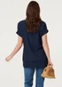 Izabel London Navy Layered Hem Short Sleeve Tunic Top - 14 Image 2