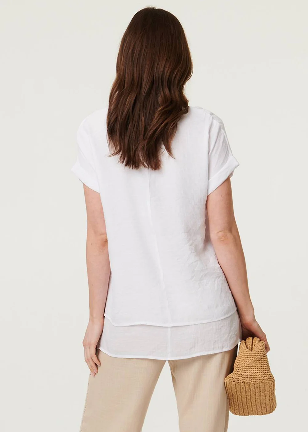 Izabel London White Layered Hem Short Sleeve Tunic Top - 10 Image 2
