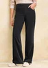 Cotton Traders Black Stretch Jersey Denim Wide Leg Pull-On Trousers - 22/L29 Image 1