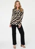 Izabel London Black Zebra Print Long Sleeve Slim Blouse - 8 Image 4