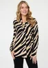Izabel London Black Zebra Print Long Sleeve Slim Blouse - 8 Image 1