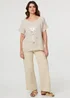 Izabel London Linen Floral Metallic Detail Short Sleeve Top - 16 Image 4