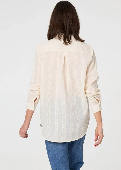 Izabel London White Embroidery Textured Long Sleeve Shirt - 10 Image 2