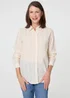 Izabel London White Embroidery Textured Long Sleeve Shirt - 10 Image 1