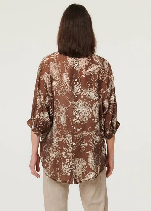 Izabel London Beige Paisley Print 3/4 Sleeve Relaxed Blouse - 16 Image 2