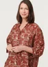 Izabel London Rust Printed 3/4 Sleeve Semi Sheer Blouse - 12 Image 3