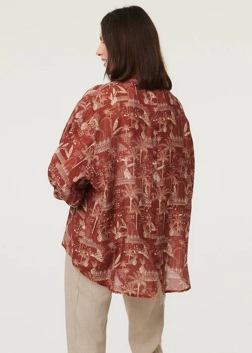 Izabel London Rust Printed 3/4 Sleeve Semi Sheer Blouse - 12 Image 2