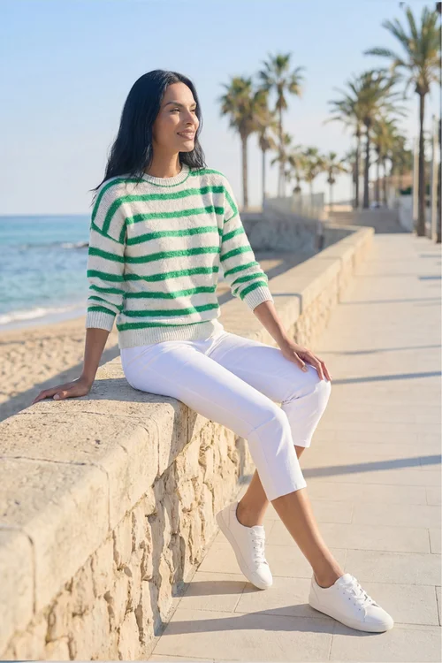 Roman Green Striped Sequin Knit Jumper - 10 Image 3