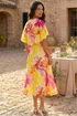 Roman Pink Abstract Printed Cape Dress - 16 Image 2