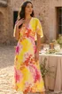Roman Pink Abstract Printed Cape Dress - 16 Image 3