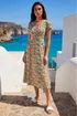 Roman Blue Floral Print Tea Midi Dress - 14 Image 1
