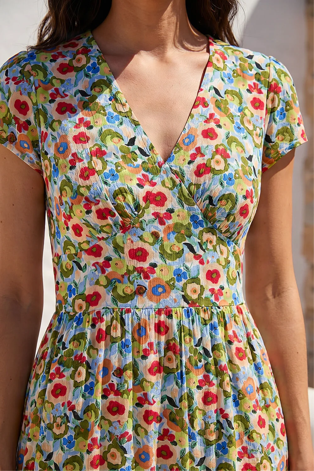 Roman Blue Floral Print Tea Midi Dress - 14 Image 4