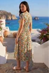 Roman Blue Floral Print Tea Midi Dress - 14 Image 3