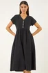 Roman Black Linen Look Button Midi Dress - 14 Image 2