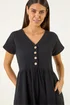 Roman Black Linen Look Button Midi Dress - 14 Image 4