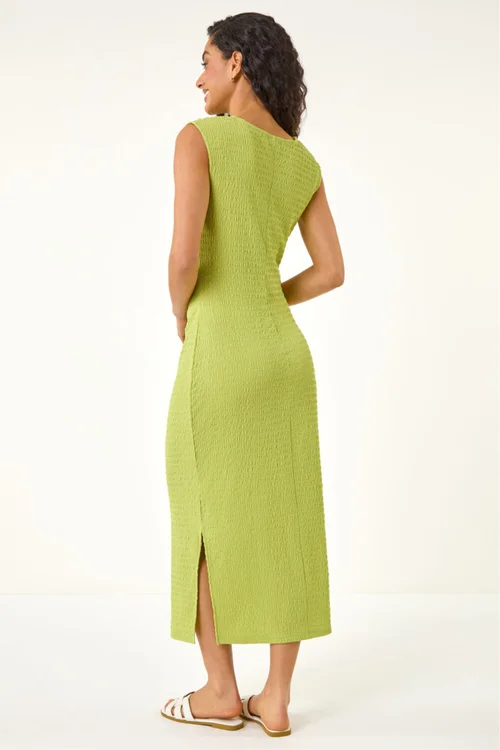 Dusk Lime Textured Ruched Midi Dress - 18 Image 3