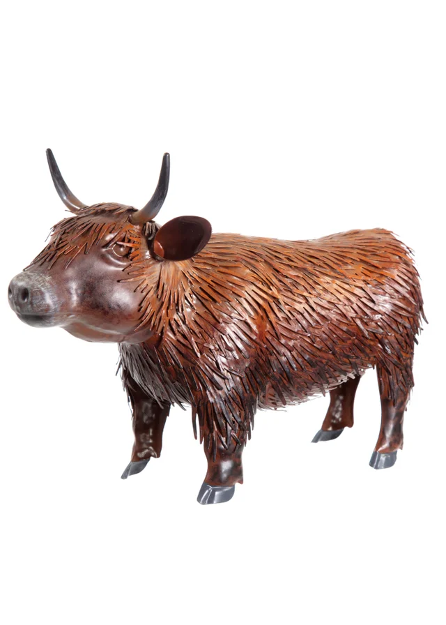 Premier Decorations Standing Highland Cow Metal Garden Sculpture 38cm