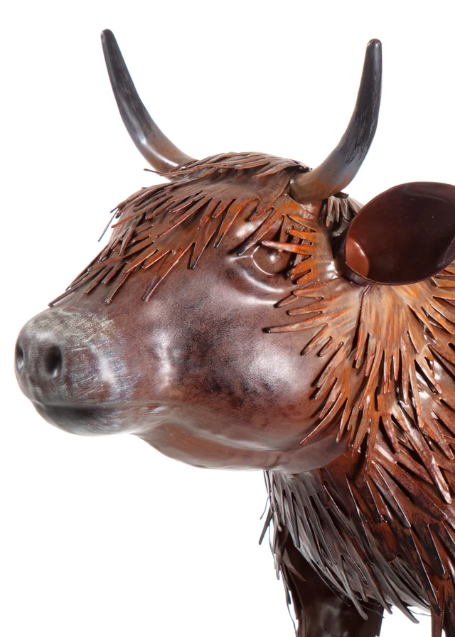 Premier Decorations Standing Highland Cow Metal Garden Sculpture 38cm