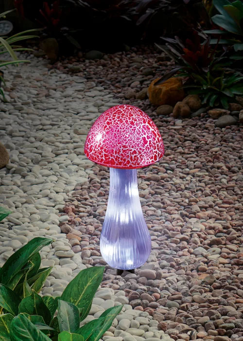 Premier Decorations Solar Toadstool Garden Stake with 10 White LEDs - One Size Image 1