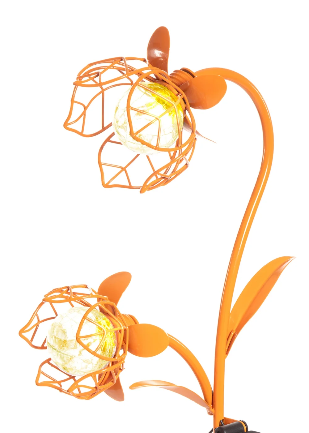 Premier Decorations Soft Orange Solar Metal Double Hellebore Garden Stake Light 62cm - One Size Image 2