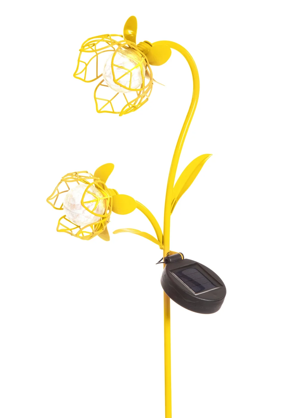 Premier Decorations Yellow Solar Metal Double Hellebore Garden Stake Light 62cm - One Size Image 1