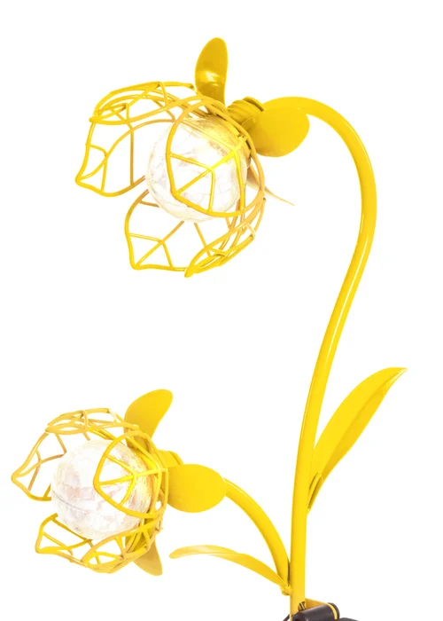 Premier Decorations Yellow Solar Metal Double Hellebore Garden Stake Light 62cm - One Size Image 2