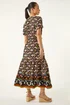 Roman Black Petite Abstract Print V-Neck Midi Dress - 12 Image 4