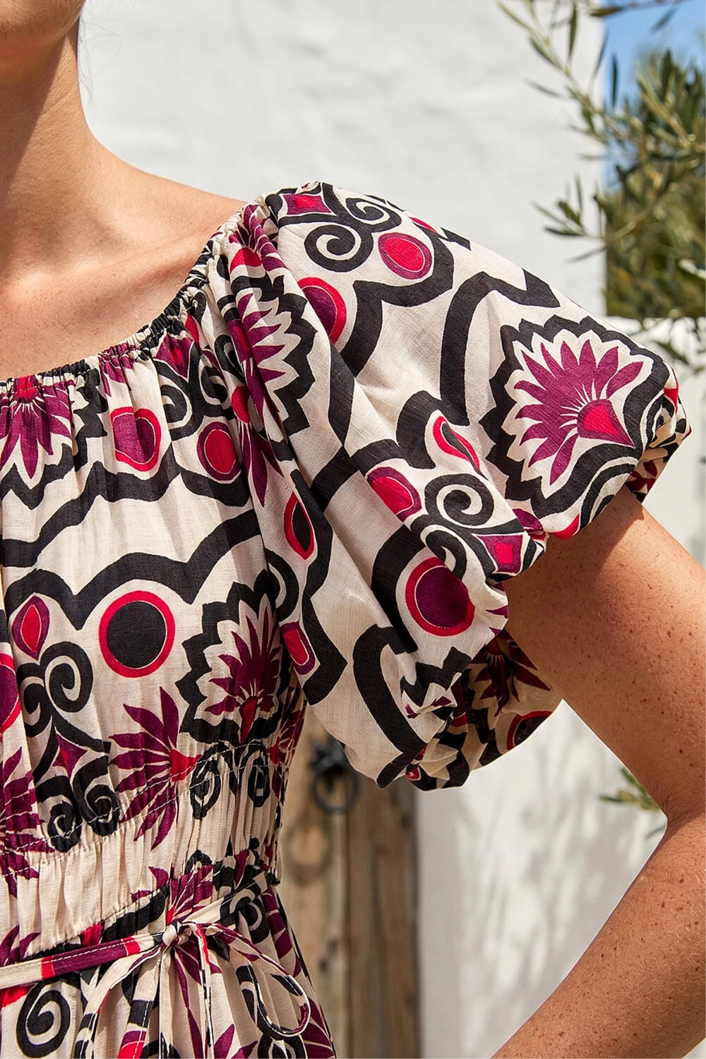 Roman Red Abstract Border Print Midi Dress - 18 Image 4