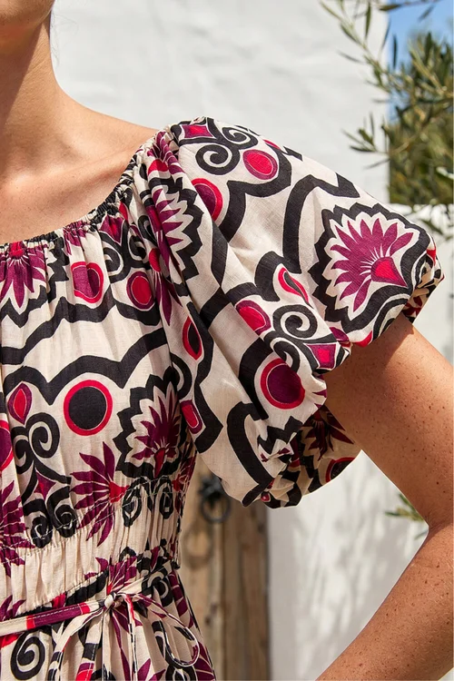 Roman Red Abstract Border Print Midi Dress - 18 Image 4