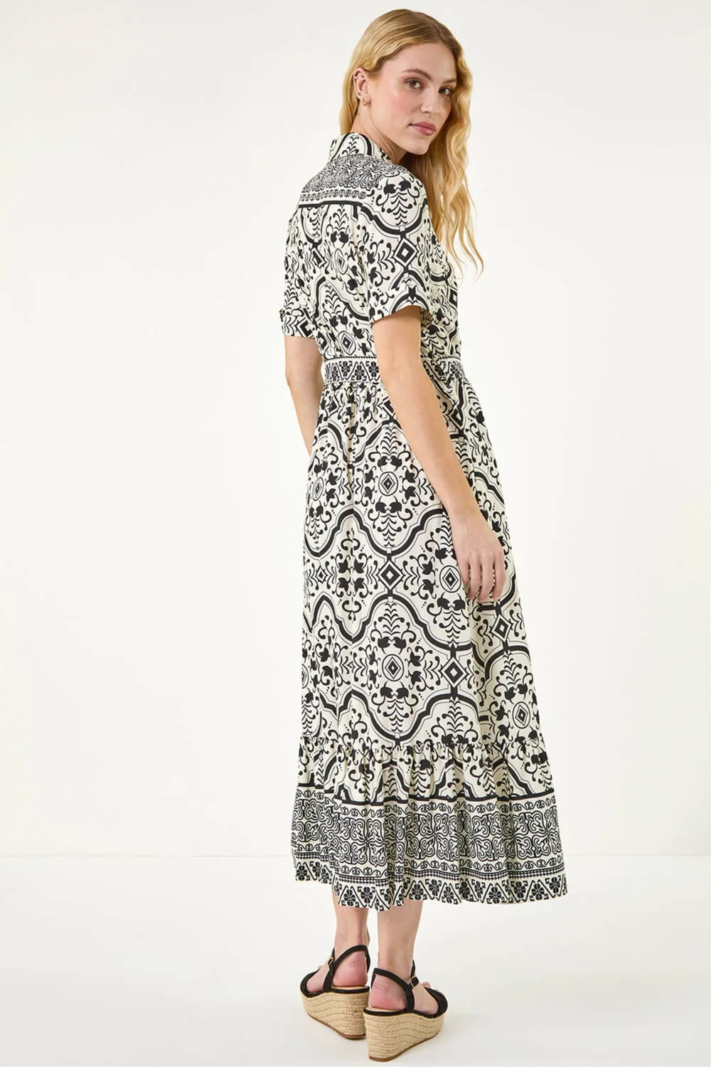Roman Ivory Border Print Shirt Dress - 10 Image 3