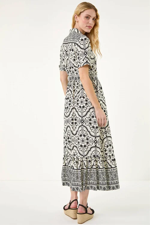 Roman Ivory Border Print Shirt Dress - 10 Image 3