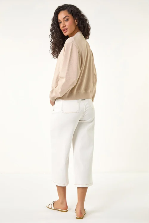 Dusk Gold Shimmer Knit Bomber Jacket - 14 Image 3