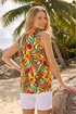 Roman Green Floral Fruit Print Shell Top - 16 Image 3