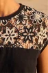 Dusk Black Cotton Floral Crochet T-Shirt - 10 Image 4