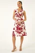 Roman Wine Petite Tropical Print Twist Front Dress - 16 Image 1