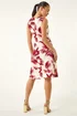 Roman Wine Petite Tropical Print Twist Front Dress - 16 Image 3