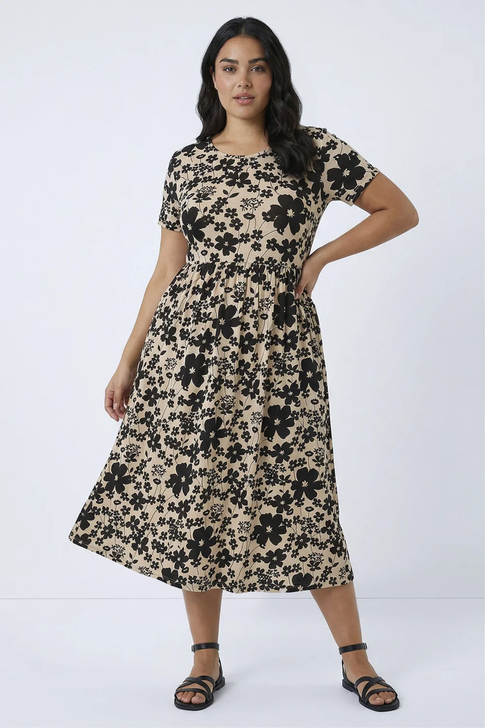 Roman Stone Curve Floral Print Pocket Midi Dress - 26-28 Image 2