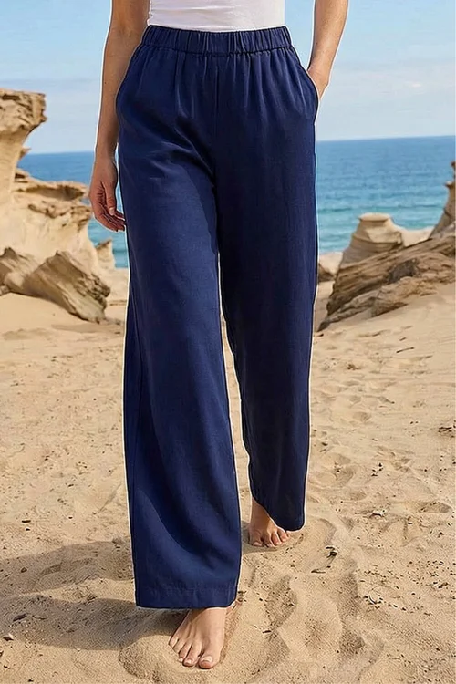 Roman Navy Crepe Elasticated Waist Trouser - 18 Image 3