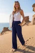 Roman Navy Crepe Elasticated Waist Trouser - 18 Image 2