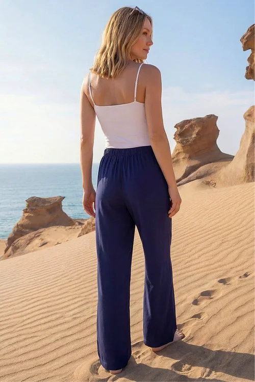 Roman Navy Crepe Elasticated Waist Trouser - 18 Image 4