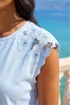 Roman Light Blue Cotton Lace Cut Out Detail Top - 16 Image 4