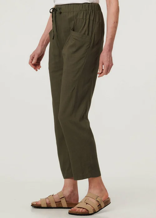 Izabel London Sage Drawstring Tie Front Relaxed Trousers - 14 Image 3